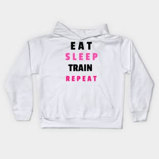 Eat sleep train repeat Kids Hoodie